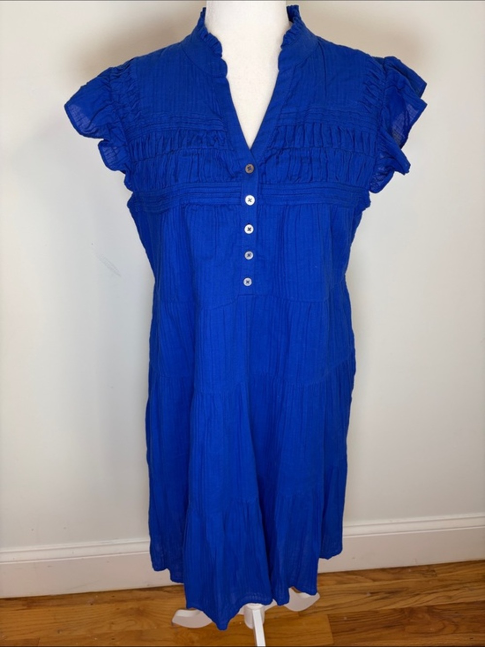 Soft Surroundings Lakeley Knee Length Royal Blue Dress Petite Medium Sleeveless